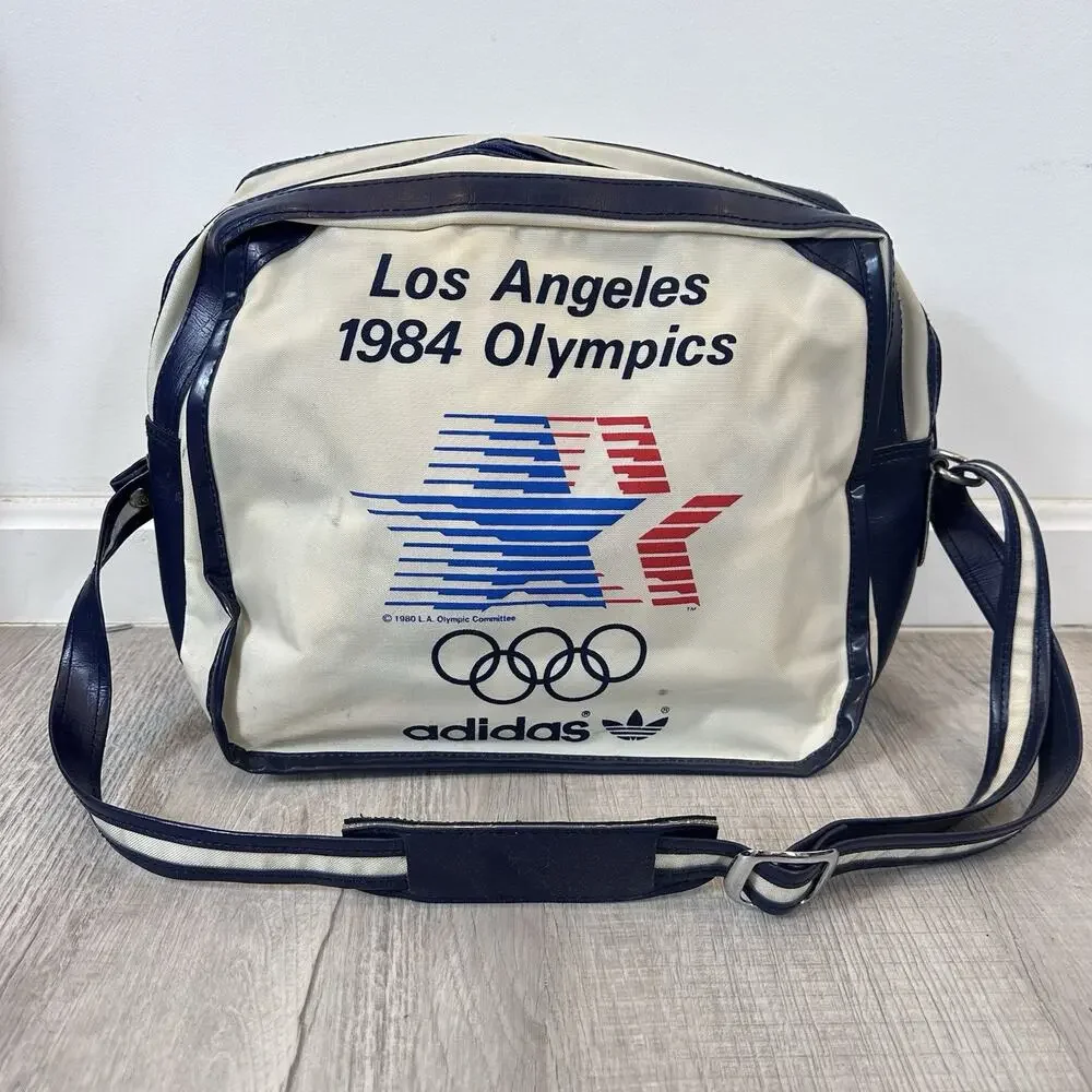 Vintage 1984 Los Angeles Olympics Sports Bag by Adidas 13” X 11” X 7” Canvas